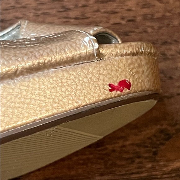 Delicious Metallic Gold Peep Toe Heels with Gold Buckles - Picture 3 of 16